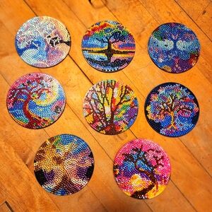 Sparkly tree of life design coaster set